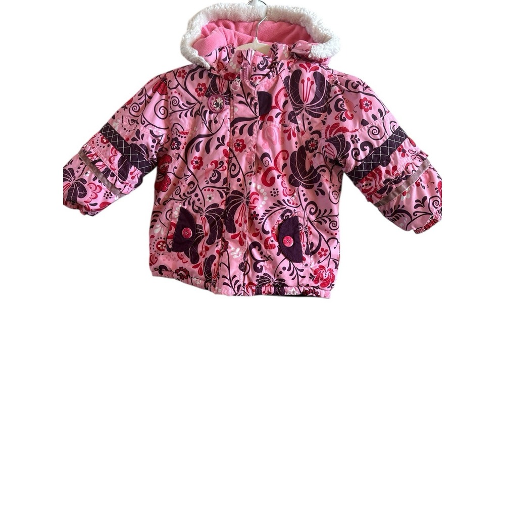 Gagou Tagou Girl's Whimsical Hooded Toddler Winter Coat 2T Pink Purple Nature